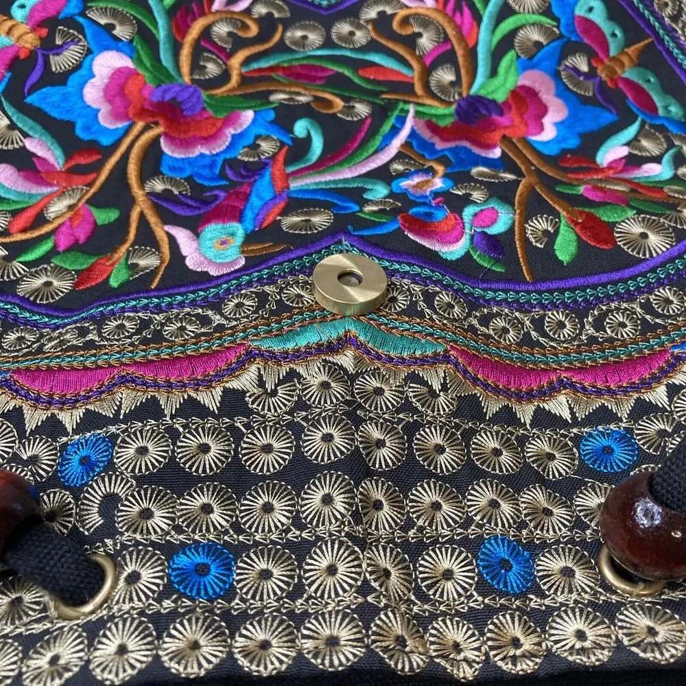 Embroidered Beautiful Backpack Colorful Designs‎ Boho Retro NWOT
